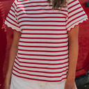  Serena Scalloped Stripe Top