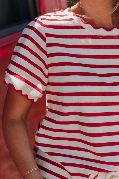 Serena Scalloped Stripe Top