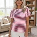  Serena Scalloped Stripe Top
