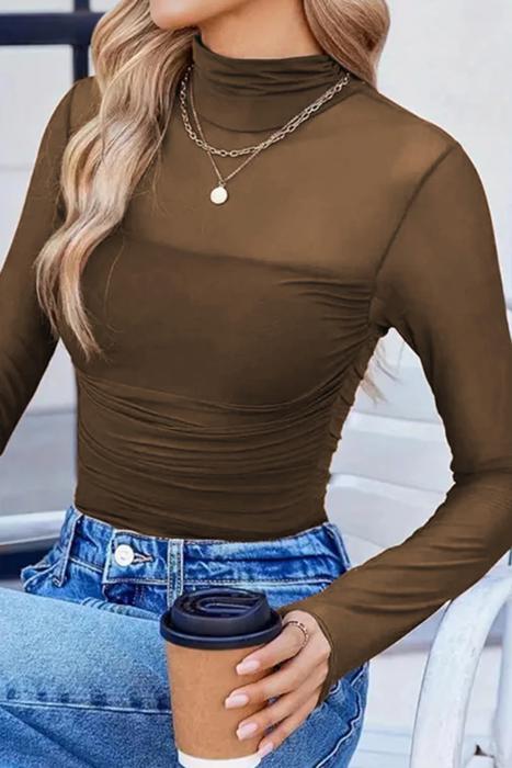 Sultry Sweet Mock Neck Mesh Top