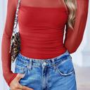  Sultry Sweet Mock Neck Mesh Top