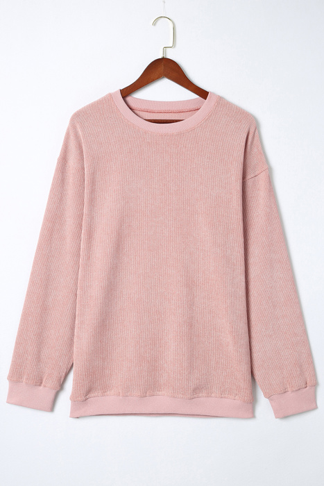 HIDDEN GEMS | Washed Ribbed Pullover Sweatshirt