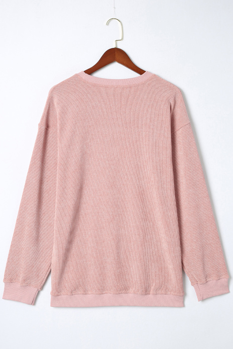 HIDDEN GEMS | Washed Ribbed Pullover Sweatshirt