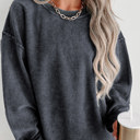  HIDDEN GEMS | Washed Ribbed Pullover Sweatshirt