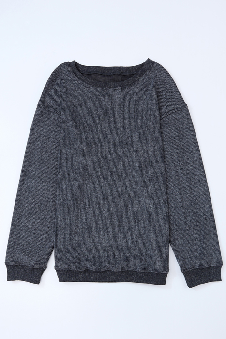 HIDDEN GEMS | Washed Ribbed Pullover Sweatshirt