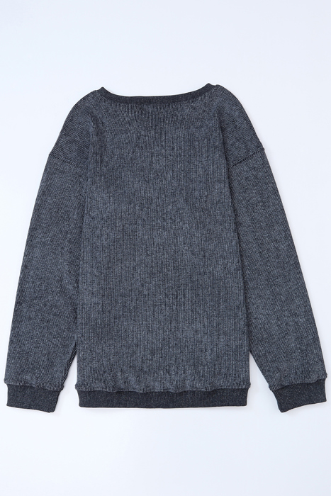 HIDDEN GEMS | Washed Ribbed Pullover Sweatshirt