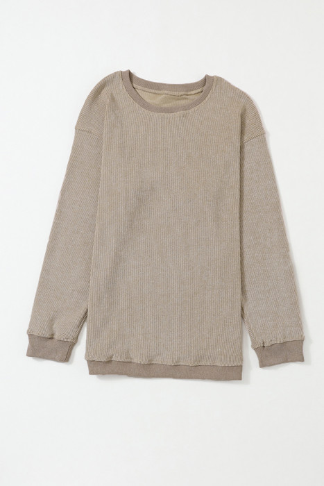 HIDDEN GEMS | Washed Ribbed Pullover Sweatshirt