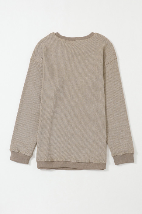 HIDDEN GEMS | Washed Ribbed Pullover Sweatshirt