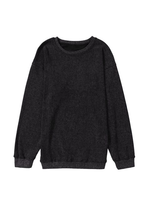 HIDDEN GEMS | Washed Ribbed Pullover Sweatshirt
