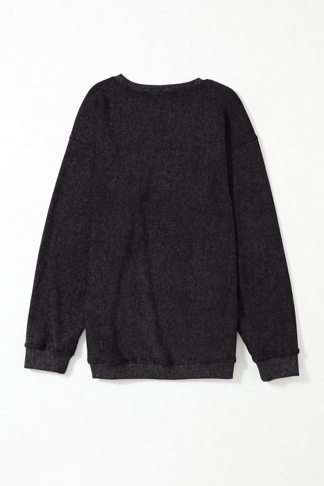 HIDDEN GEMS | Washed Ribbed Pullover Sweatshirt