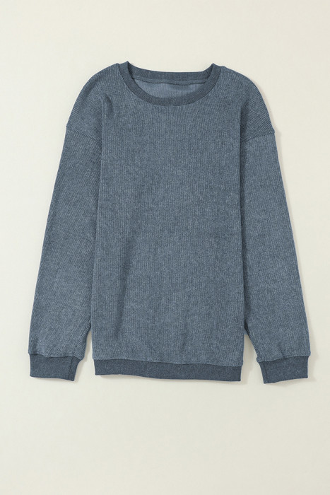 HIDDEN GEMS | Washed Ribbed Pullover Sweatshirt