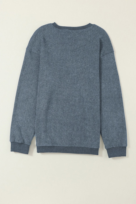 HIDDEN GEMS | Washed Ribbed Pullover Sweatshirt