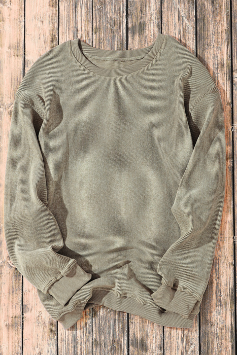 HIDDEN GEMS | Washed Ribbed Pullover Sweatshirt