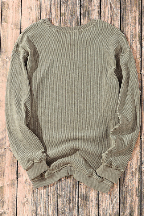 HIDDEN GEMS | Washed Ribbed Pullover Sweatshirt