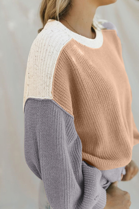 HIDDEN GEMS Neutral Colorblock Sweater