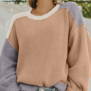  HIDDEN GEMS Neutral Colorblock Sweater