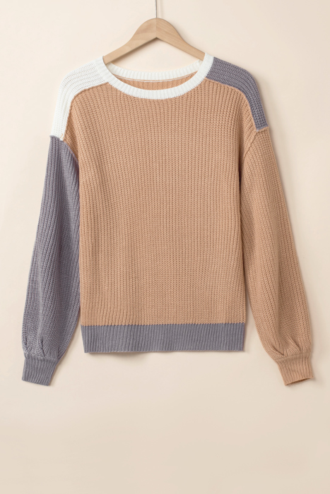 HIDDEN GEMS Neutral Colorblock Sweater