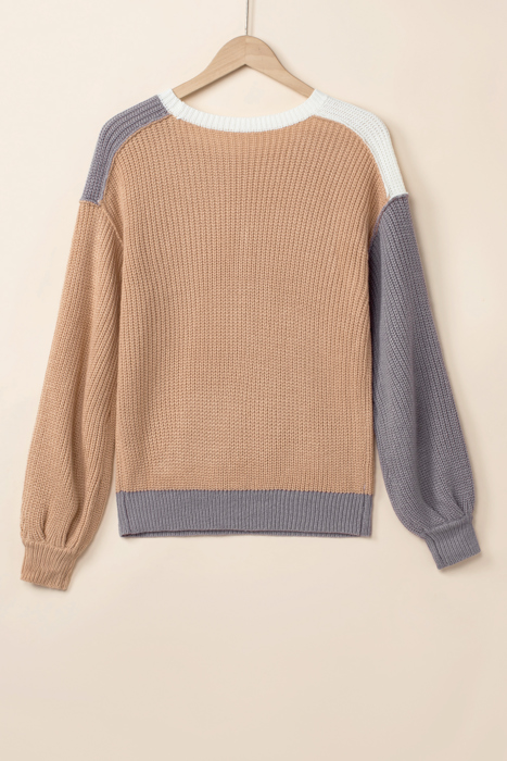 HIDDEN GEMS Neutral Colorblock Sweater