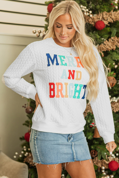HIDDEN GEMS | Merry And Bright Cable Knit Sweatshirt
