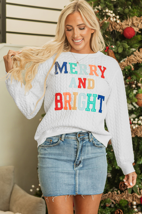 HIDDEN GEMS | Merry And Bright Cable Knit Sweatshirt