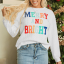  HIDDEN GEMS | Merry And Bright Cable Knit Sweatshirt