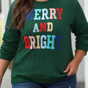 HIDDEN GEMS | Merry And Bright Cable Knit Sweatshirt