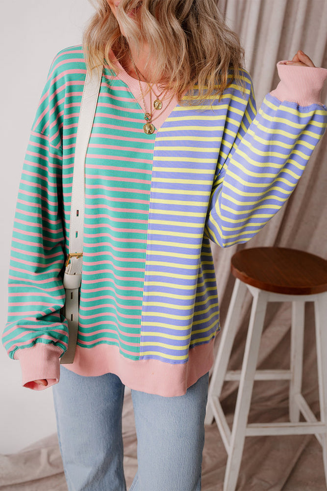 HIDDEN GEMS Ryley Stripe Oversize Sweatshirt