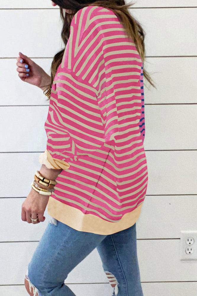 HIDDEN GEMS Ryley Stripe Oversize Sweatshirt