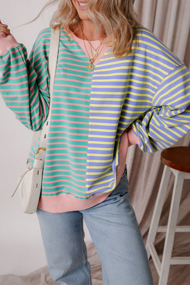 HIDDEN GEMS Ryley Stripe Oversize Sweatshirt