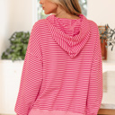  Stripe Thumbhole Drop Shoulder Sleeve Hoodie