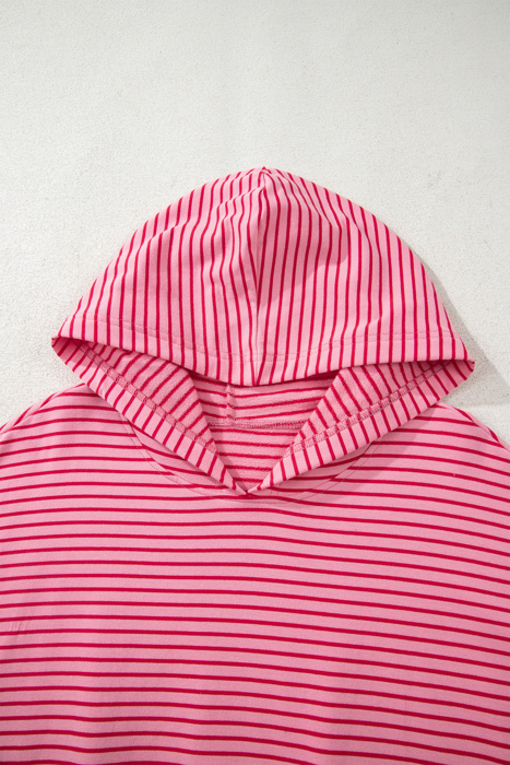Stripe Thumbhole Drop Shoulder Sleeve Hoodie