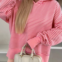  HIDDEN GEMS | Stripe Thumbhole Sleeve Side Slit Hoodie
