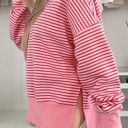  HIDDEN GEMS | Stripe Thumbhole Sleeve Side Slit Hoodie