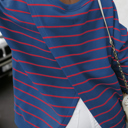   HIDDEN GEMS | Stripe Overlap Drop Shoulder Sweatshirt