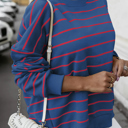   HIDDEN GEMS | Stripe Overlap Drop Shoulder Sweatshirt
