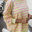   HIDDEN GEMS | Stripe Overlap Drop Shoulder Sweatshirt