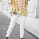   HIDDEN GEMS | Stripe Overlap Drop Shoulder Sweatshirt