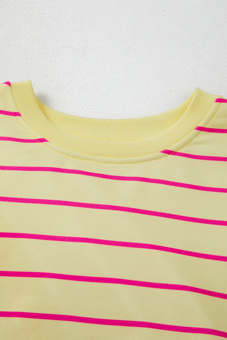  HIDDEN GEMS | Stripe Overlap Drop Shoulder Sweatshirt