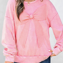  HIDDEN GEMS | Bow Patchwork Mineral Wash Sweatshirt