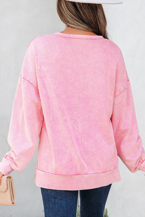 HIDDEN GEMS | Bow Patchwork Mineral Wash Sweatshirt