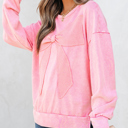  HIDDEN GEMS | Bow Patchwork Mineral Wash Sweatshirt