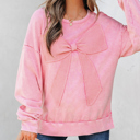  HIDDEN GEMS | Bow Patchwork Mineral Wash Sweatshirt