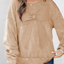  HIDDEN GEMS | Bow Patchwork Mineral Wash Sweatshirt