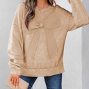  HIDDEN GEMS | Bow Patchwork Mineral Wash Sweatshirt