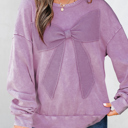  HIDDEN GEMS | Bow Patchwork Mineral Wash Sweatshirt