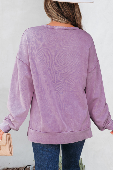 HIDDEN GEMS | Bow Patchwork Mineral Wash Sweatshirt
