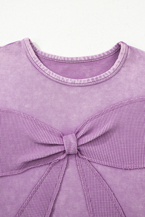 HIDDEN GEMS | Bow Patchwork Mineral Wash Sweatshirt