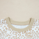  HIDDEN GEMS | Leopard Ruffle Ribbed Trim Sweatshirt