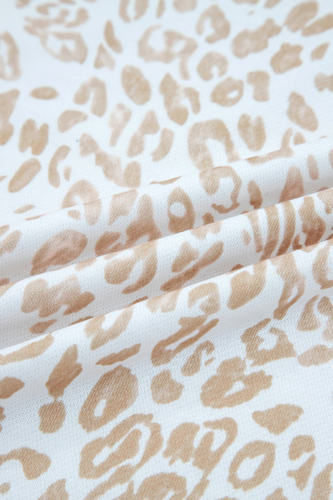 HIDDEN GEMS | Leopard Ruffle Ribbed Trim Sweatshirt