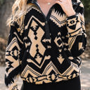  HIDDEN GEMS | Western Aztec Fleece Half Buttoned Sweatshirt